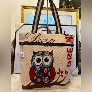 Owl Design Tote Bag - Multicolor